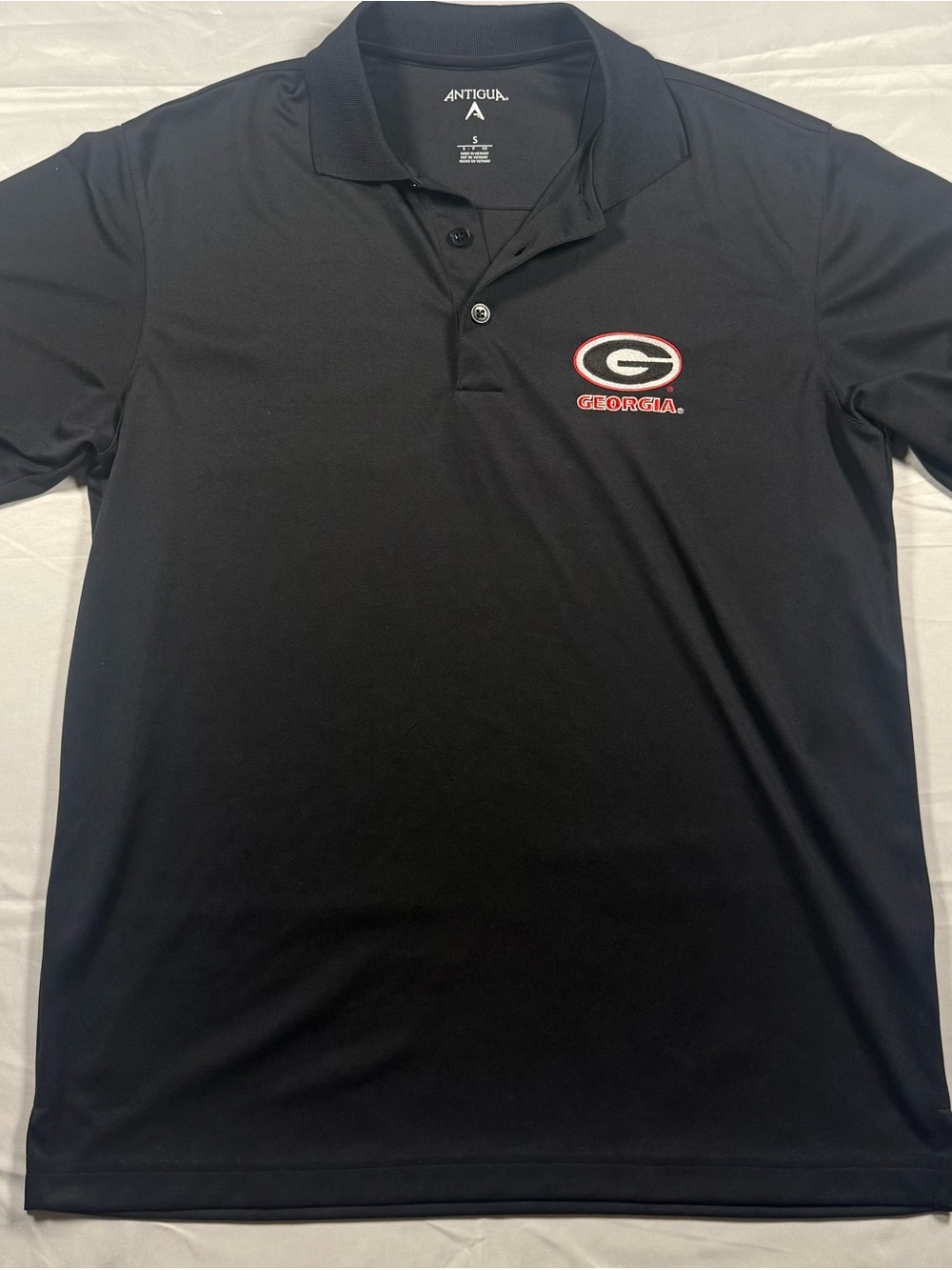 Antigua Black Georgia Bulldogs Polo with Red & White Logo - S